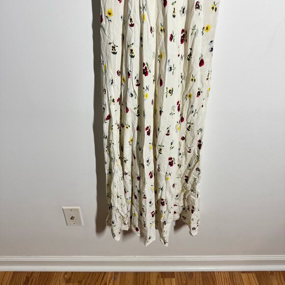 Gap x DOEN Midi Dress Women 4 Cream Floral Feminine Tradwife Cottagecore Peasant - Picture 9 of 13